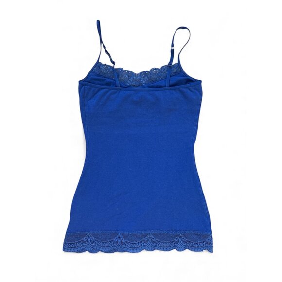 Express Camisole Shirt Womens XS Blue Lace Trim Tank Top Cami Layering Y2K - Picture 8 of 8